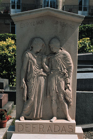 greek soldier and grieving woman